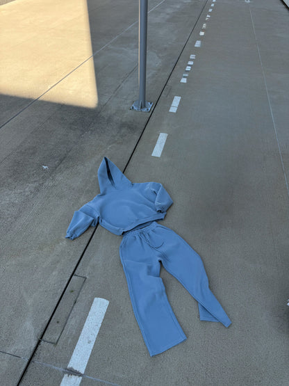 Laminated Jogger Set in Baby Blue