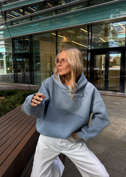 Laminated Hoodie in Baby Blue