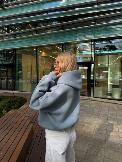 Laminated Hoodie in Baby Blue