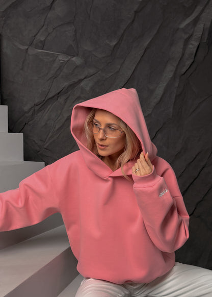 Laminated Hoodie in Baby Pink