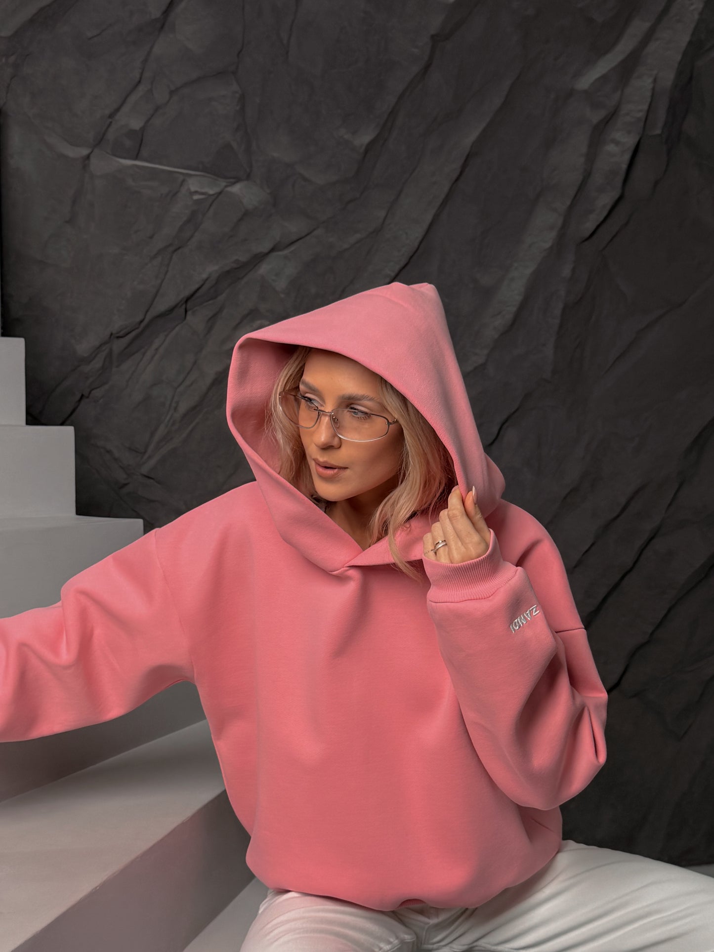 Laminated Hoodie in Pink