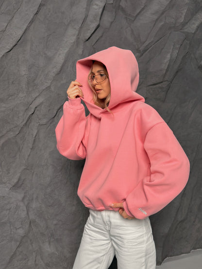Laminated Hoodie in Baby Pink