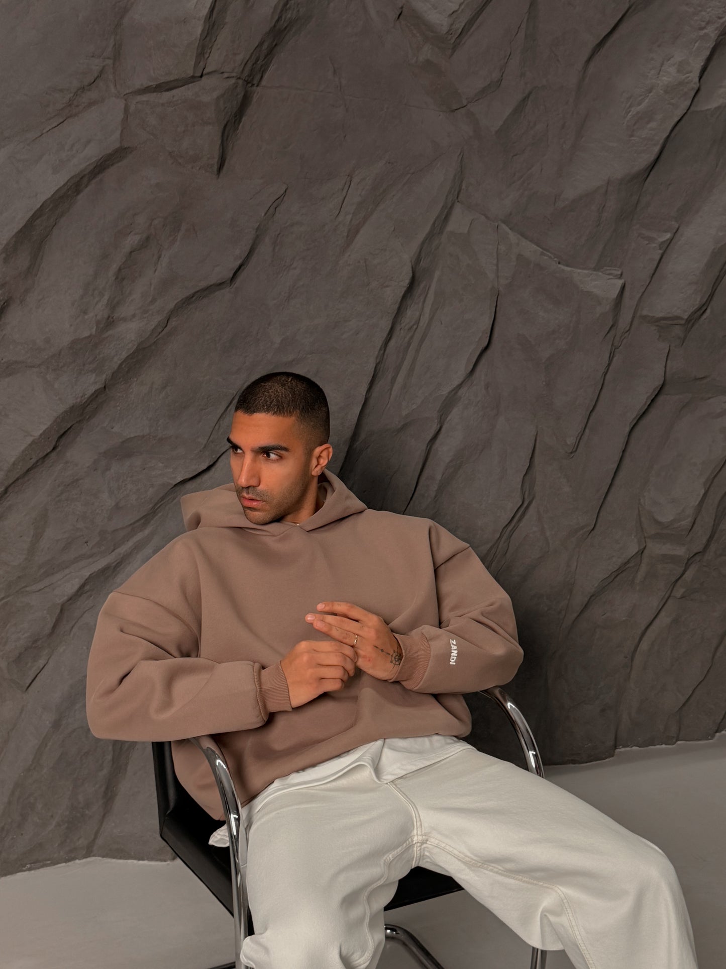 Laminated Hoodie in Cappuccino