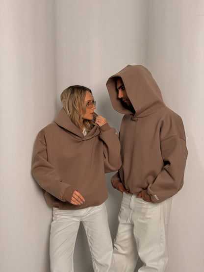 Laminated Hoodie in Cappuccino