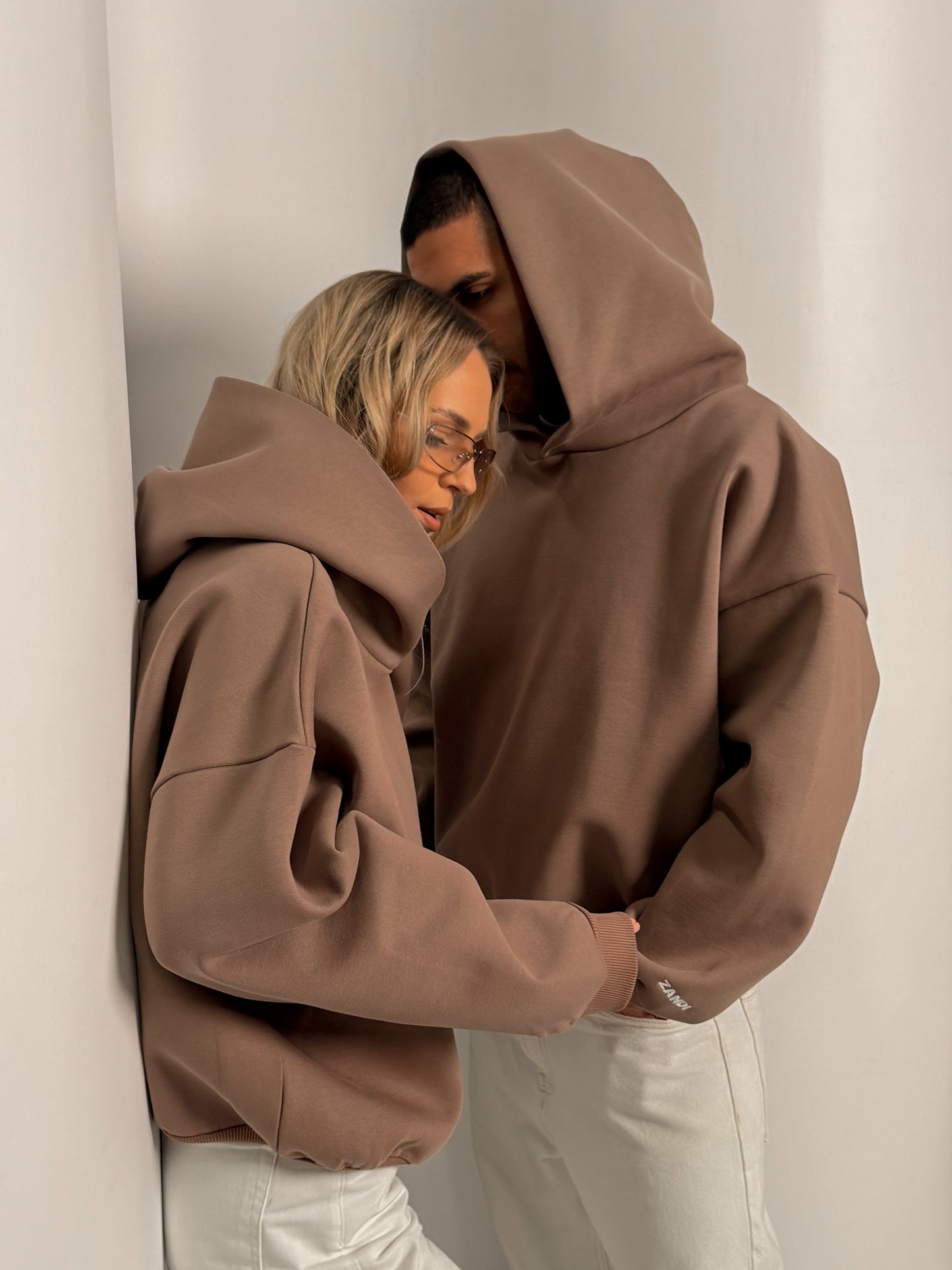 Laminated Hoodie in Cappuccino