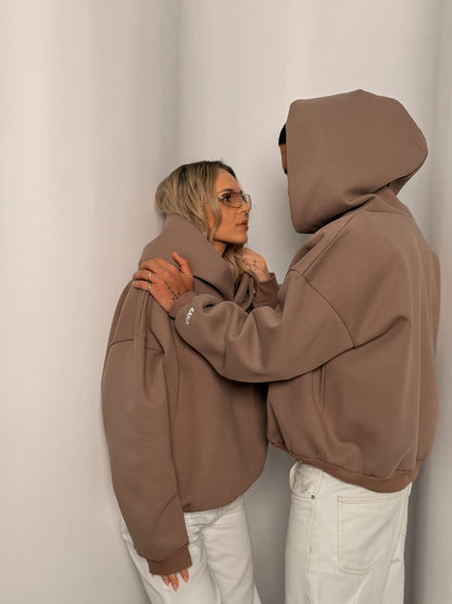 Laminated Hoodie in Cappuccino