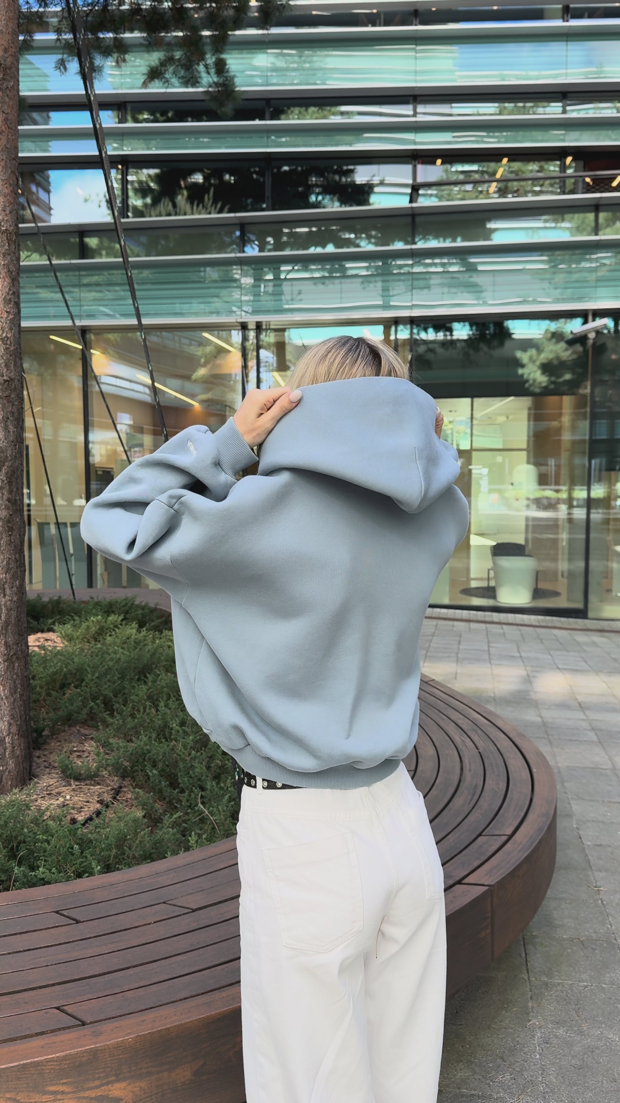 Laminated Hoodie in Baby Blue – ZANDI